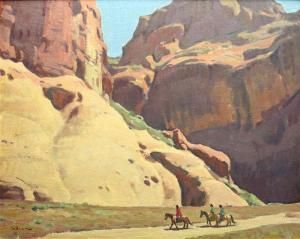 Glenn Dean Canyon Pilgrims 32 by 40 inches Oil The work is in good condition with normal wear. Description from arcadja.com. I searched for this on bing.com/images Glenn Dean, Southwest Art Paintings, Time Travelers, Western Artwork, Western Landscape, Southwestern Art, Western Paintings, Western Artist, American Western