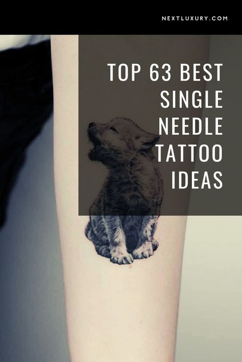 While it may seem obvious—single needle means one needle is used in creating a tattoo. Single needle tattoos are characterized by the high levels of detail that can be achieved in comparatively small designs. #tattooideas Single Needle Tattoo Men, Single Needle Tattoo Ideas, Tattoo Single Needle, Simple Line Tattoo, Folding Hacks, Needle Tattoo, Create A Tattoo, Single Needle Tattoo, Theme Tattoo