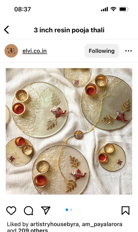 Resin Thali, Resin Pooja Thali, Thali Decoration Ideas, Thali Decoration, Pooja Thali, Resin Crafts Tutorial, Resin Work, Resin Products, Exhibition Ideas