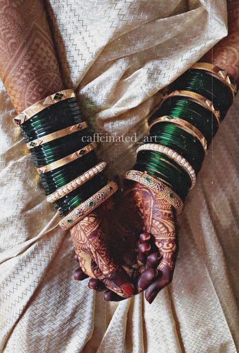 South Indian Bride , bangles , ceremony , indian stuffs Wedding Bangles Brides South Indian, Marathi Bride Bangles, South Indian Bride Bangles, South Indian Bangles Designs, Marathi Aesthetic Wallpaper, Green Bangles Aesthetic, Marathi Wedding Aesthetic, South Indian Bride Aesthetic, South Indian Asthetics