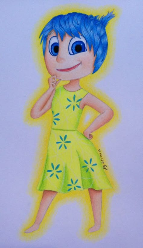 This ones an oldie - my attempt at drawing Joy from Pixar's Inside Out! Joy Drawing Art, Drawing Ideas Inside Out, Inside Out Characters Joy, How To Draw Joy From Inside Out, Inside Out 2 Drawing Easy, Joy Inside Out Drawing, Inside Out Sketch, Inside Out Drawing Sketches, Inside Out Drawing Easy