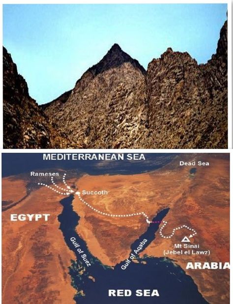 The real Mt. Sinai is not in the Sinai Peninsula but is in Saudi Arabia as the Bible says in Galatians 4:25 -  "For this Agar is mount Sinai in Arabia".  Notice how the top of the mountain is blackened. Bible Artifacts, Biblical Artifacts, Ron Wyatt, Galatians 4, Bible Evidence, Mt Sinai, Biblical Archaeology, Sinai Peninsula, Biblical History