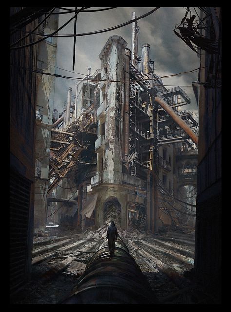 Post Apocalyptic City, Fallout Concept Art, Blue Bird Art, Apocalypse World, Apocalypse Aesthetic, Dark Future, Apocalypse Art, Polish Art, Landscape Concept