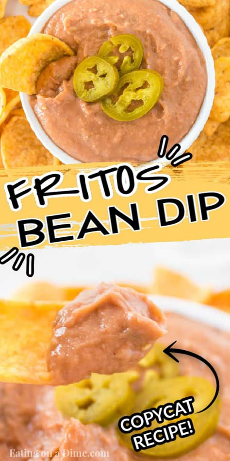 Diy Fritos Bean Dip, Fritos Bean Dip Copycat, Homemade Bean Dip Easy, The Best Bean Dip, How To Make Bean Dip From Refried Beans, Homemade Bean Dip Recipes, Home Made Bean Dip, Copycat Frito Lay Bean Dip, How To Make Bean Dip