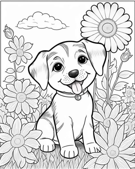 Coloring Pages Puppy, Puppies Coloring Pages, Cute Animal Coloring Pages, Puppy Coloring Pages, Spring Coloring Pages, Dog Coloring Page, Batman Wallpaper, Cute Coloring Pages, Art Drawings For Kids