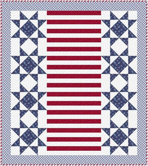 Cotton Fabric Projects, Americana Quilts, Blue Quilt Patterns, Twin Quilt Pattern, American Flag Quilt, Quilting Guides, Quilted Table Runners Christmas, Panel Quilt Patterns, Connecting Threads