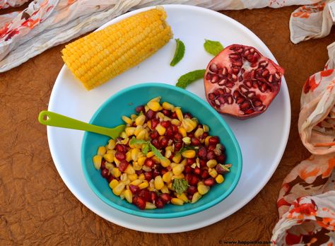 Sweet Corn pomegranate Salad Corn And Pomegranate Salad, Christmas Salad With Pomegranate Seeds, Fruit Salad With Pomegranate Seeds, Salad With Pomegranate Seeds Holidays, Sweetcorn Salad, Apple Pomegranate Harvest Salad, Pomegranate Salad, Colorful Salads, Corn Salads