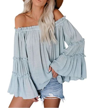 28 Comfortable Tops That Look Good On Everyone & Are All Under $30 On Amazon Ruffles Design, Pleated Chiffon Blouse, Bell Sleeve Tops, Simple Swimsuit, Backless Tank Top, Boho Beach Dress, Trumpet Sleeve, Shoulder Tops, Long Dress Casual