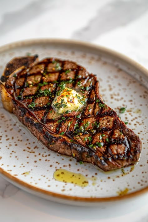 Tender Ribeye Steak, Food For Men, Gastronomic Food, Gourmet Steak, Grilled Ribeye Steak, Grilled Ribeye, Gourmet Meals, Garlic Herb Butter, Easy Food Art