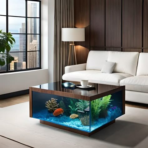 Coffee Table Aquarium, Table Aquarium, Aquarium Coffee Table, Aquarium Ideas, Interactive Experience, Home Hall Design, Ideas For Living Room, Living Room Design Inspiration, Luxury Homes Dream Houses