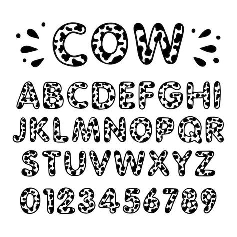 Cow Print Alphabet, Cow Lettering, Floral Monogram Letter Printable, Cow Print Letters, Farm Alphabet, Cow Crafts, Fonts Bubble, Animal Font, Fancy Alphabet