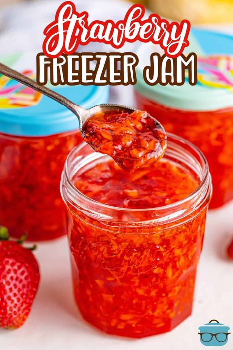 Strawberry freezer jam is an easy and delicious way to preserve the flavor of summer strawberries without any heat needed!