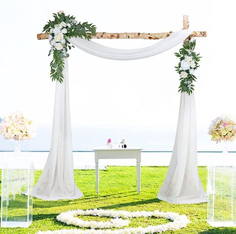 Wedding Arch Draping, Arch Draping, White Wedding Arch, Wedding Archway, Wooden Backdrops, Reception Backdrop, Draping Fabric, Wedding Arch Flowers, Arch Decoration