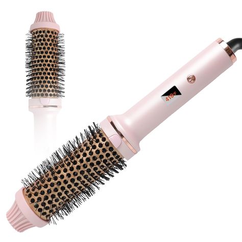 PRICES MAY VARY. Warm tips: This is the curling iron brush. Get the perfect curls with TANSHINE heated round brush! You can use it to curl, volumize your hair, or as a normal comb. Multi functional Curling Brush: Combines curling wand with comb, creating a fluffy and natural curl. You only need a hair stylist to curl and comb your hair, quickly creating a perfect styling experience. Different Temperature Settings: The hair curling iron is equipped with an LED display screen, which can display th Air Hair Curler, Blowout Hair Tools, Blowout Hair Brush, Thermal Round Brush, Thermal Hair Brush, Hair Drying Brush, Thermal Brush Blowout, Blowout Tools, Only Curls