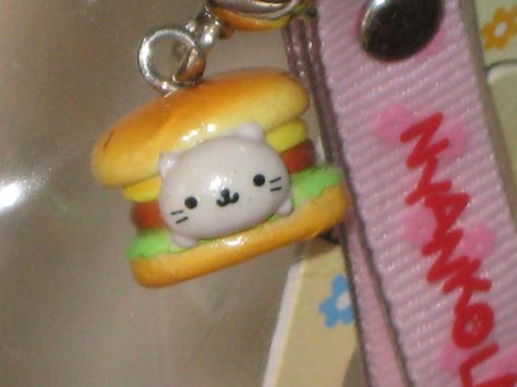 Kawaii San-x Nyan Nyan Nyanko Kitty Burger Sandwich Keychain School Supplies Japan Japanese Collectible http://www.etsy.com/listing/91013984/kawaii-san-x-nyan-nyan-nyanko-kitty Nyan Nyan Nyanko, Burger Sandwich, Nyan Nyan, Polymer Clay Charms, Cute Keychain, Cute Charms, Cute Toys, Clay Charms, Phone Charm