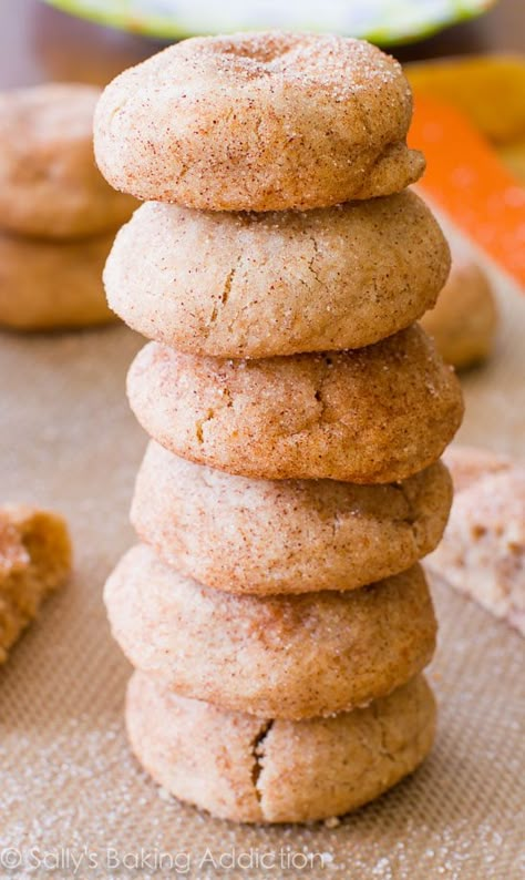 Sauce Pan Cookies, Thick Snickerdoodles, Work Treats, Vegan Snickerdoodles, Best Snickerdoodle Cookies, Snickerdoodle Cookies Easy, Sallys Baking, Santa Snacks, Cinnamon Sugar Cookies