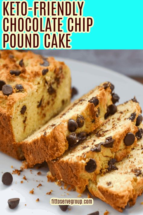 Keto Chocolate Chip Bread, Keto Loaf Cake, Coconut Flour Cake Recipes, Pound Cake Loaf, Cake With Chocolate Chips, Keto Banana, Chocolate Chip Pound Cake, Gi Diet, Keto Banana Bread