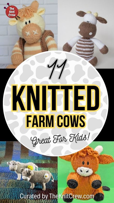 Bring a touch of cuteness to your home with these cute Knitted Cow Toys Patterns. Perfect for decorating a child's room or play area, these cuddly cow toys are also a fun addition to any animal lover's collection. Curated by The Knit Crew. Knitted Cow Pattern Free, Highland Cow Knitting Pattern Free, Cow Knitting Pattern Free, Cow Knit Pattern Free, Knit Highland Cow, Knitted Farm Animals Free Pattern, Crochet Stuffed Farm Animals, Farm Animal Crochet Blanket, Cross Stitch Christmas Cards