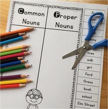 FREE Printable Nouns Worksheet Common Nouns And Proper Nouns, Proper Nouns Worksheet, 2nd Grade Grammar, Nouns Activities, Common And Proper Nouns, Common Nouns, 2nd Grade Writing, Nouns Worksheet, Du Plessis