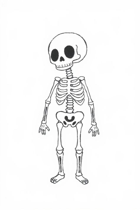 Check Out This Cute Skeleton Drawing & 12+ Other Skeleton Drawing Ideas! #drawing #drawinginspiration Cute Skeleton Drawing Easy, Aesthetic Skeleton Drawings, How To Draw Skeleton, Skeleton Drawing Aesthetic, Skeleton Drawing Ideas, Easy Skeleton Drawing, Bone Doodle, Cute Skeleton Drawing, Skeleton Drawing Easy