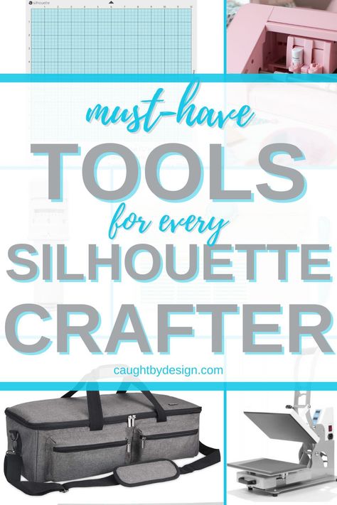 Do you own a Silhouette machine or have one on your wish list? Wondering what tools you'll need to go along with your SIlhouette Cameo, Portrait, or Curio? Here's my list of must-have (and a few nice-to-have) Silhouette tools and accessories! Heat Transfer Vinyl Projects, Cricut Htv, Silhouette Cameo Crafts, Silhouette Curio, Swing Design, Silhouette Tutorials, Silhouette Christmas, Silhouette America, Silhouette Portrait