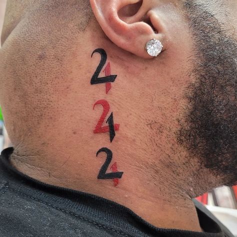 444 Neck Tattoo, 444 Butterfly Tattoo, Tattoo Ideas Behind Ear, 444 Tattoos, Behind The Neck Tattoos, Angel Number Tattoo Ideas, Number Tattoo Ideas, 444 Tattoo Ideas, Phenomenal Tattoo