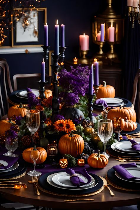 Adult Halloween Decorations, Halloween Dining Room, Halloween Decorating Ideas, Elegant Halloween Decor, Halloween Decor Diy, Halloween Decor Ideas, Halloween Tablescape, Halloween Party Dinner, Dripping Candles