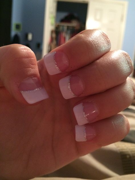 French Tip With Silver Line, French Nails Silver, 23 Nails, Nail Silver, Nails Silver, French Manicure Nails, Fall 23, French Nail, Manicure Nails