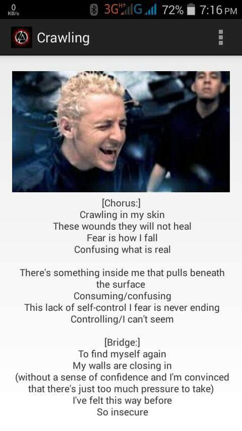 crawling lyrics Linkin Park Lyrics, Crawling In My Skin, No One Understands, Beneath The Surface, Linkin Park, Self Control, My Skin, Chorus, Song Lyrics