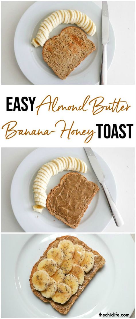 Easy Almond Butter Banana Honey Toast Recipe | A delicious (basically) no cook recipe when you want a healthy breakfast, but you're short on time Honey Toast Recipe, Breakfast Ideas Healthy Clean Eating, Toast Recipe Breakfast, Banana Honey, Butter Toast, Banana Toast, Snacks Under 100 Calories, Healthy Sweet Snacks, Honey Toast