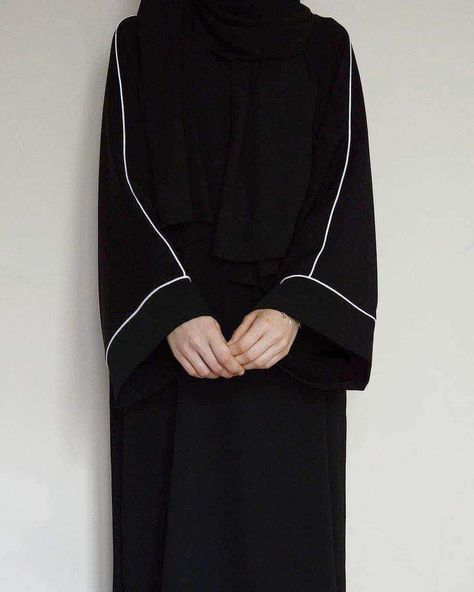 Black Hijab, Black Dress, Wall, White, Black