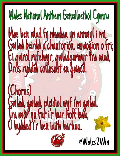 Well done Wales Welsh National Anthem, Celtic Images, Rugby Boys, Welsh Language, National Anthem, Well Done, South Wales, Chorus, Family Tree