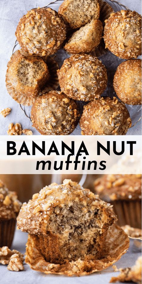 My banana muffin recipe is loved by thousands of families! Add in your favorite nut for a banana nut muffin that will make you the star of the weekend! Be sure to read all my pro tips and you’ll be amazed at the results! Banana Nut Bread Muffins, Easy Banana Nut Muffins, Popular Desserts Recipes, Pecan Muffins, Nut Muffins, Banana Muffin, Bakery Style Muffins, Banana Nut Muffins, Simple Muffin Recipe