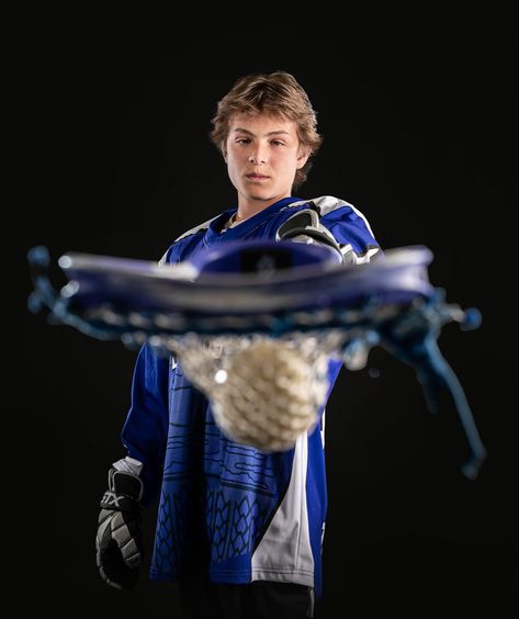 Lacrosse Portrait Lax Senior Pictures, Senior Picture Lacrosse, Lacrosse Photoshoot Poses, Lacrosse Picture Poses, Sports Portrait Photography, Lacrosse Media Day Poses, Lacrosse Photoshoot, Lacrosse Media Day, Lacrosse Portraits