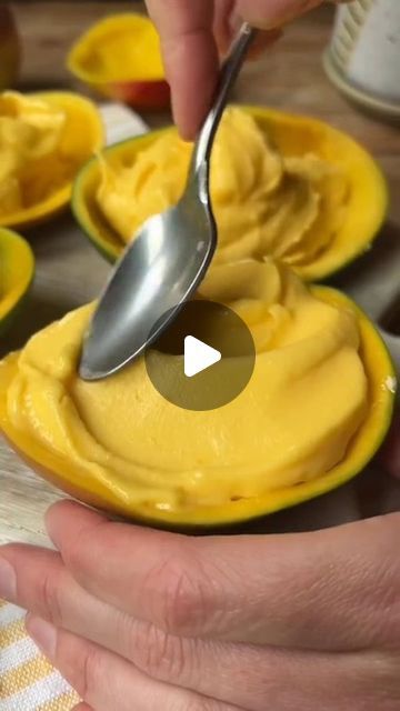 The Balancing Act® on Instagram: "🥭🍨We can't wait to try this Mango Lime Sorbet! 

All you need is:
5 cups frozen mango
1/4-1/3 cup freshly squeezed lime juice
1/4-1/3 cup agave or honey

Transfer to a sheet pan lined with parchment paper and freeze until frozen solid (~2 hours). Add all ingredients to a food processor or blender and blend until completely smooth.

Enjoy right away for a soft serve style, or scoop into mango halves and return to the freezer until set (2-3 hours)

🎥 Credit/Reels: @crowded_kitchen
.
.
.
#TheBalancingAct #DIYDessert #Mango #MangoSorbet #DIYSorbet #MangoLover #SweetTooth #Homemade #HomemadeSorbet #Fruits #FruitDessert" What To Make With Frozen Mango, Diy Sorbet, Frozen Mango Recipes Desserts, Recipes Using Frozen Mango, Mango Sorbet Recipe Blender, Frozen Mango Sorbet, Homemade Sorbet, Lime Sorbet, Mango Sorbet