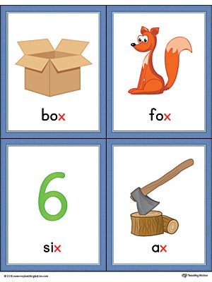 Letter X Words and Pictures Printable Cards: Box, Fox, Six, Ax (Color) Worksheet.The <em>Letter X Words and Pictures Printable Cards</em> can be used for flashcards, various games, and help your student associate unfamiliar words with a picture. Colorful picture cards for the words: box, fox, six, and ax. Letter A Flashcards, A-z Flashcards, Letter U Flashcards, A To Z Flashcards Printable, Phonic Flash Card Printable, Alphabet Word Wall Cards, Alphabet Word Wall, Box Fox, Jolly Phonics Activities