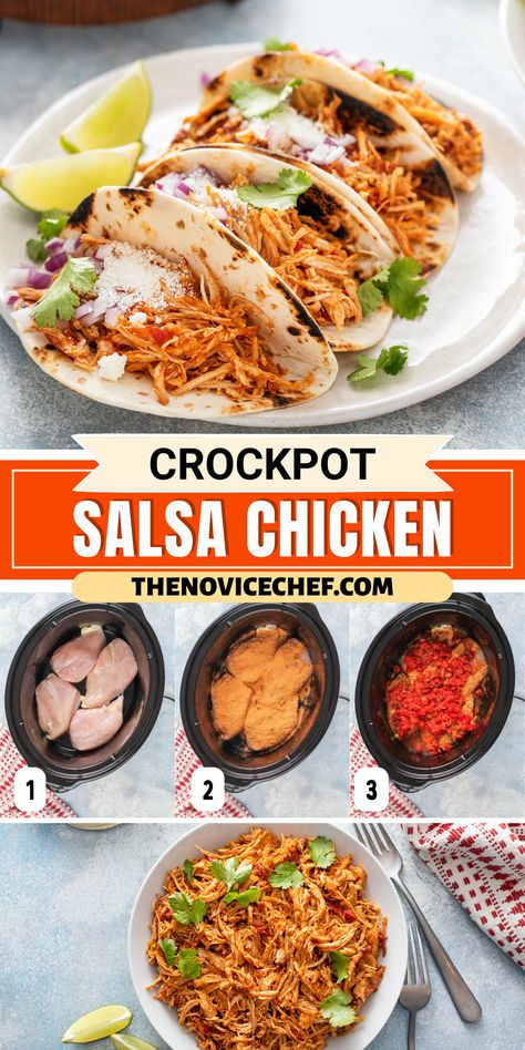 Mexican Food Crockpot Recipes, Easy Salsa Chicken, Crockpot Salsa, Salsa Chicken Crockpot, Slow Cooker Salsa Chicken, Chicken Crockpot Recipes Easy, Easy Salsa, Salsa Chicken, Comfort Soup