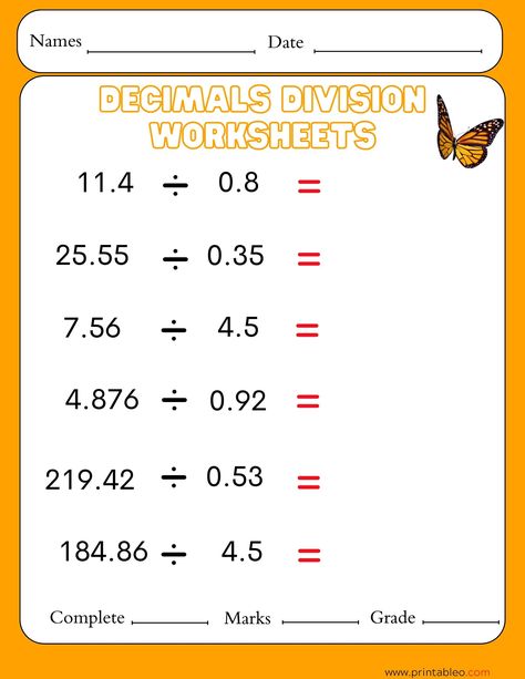 41+ Decimal Division Number Worksheet With Lesson Plan and Practice Guide Fractions Division, Decimal Division, Boundaries Worksheet, Number Worksheet, Dividing Decimals, Decimals Worksheets, Decimal Number, Long Division, Division Worksheets