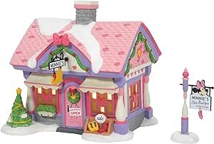 Department 56 Disney Mickey Mouse Village Minnie's Shoe Boutique Lit House and Sign Figurine Set, 6.02 Inch, Multicolor Minnie Boutique, Minnie Mouse House, Christmas Table Top Decorations, Disney Christmas Village, Disney Village, Boutique Lighting, Minnie Mouse Shoes, Christmas Village Collections, Village Ideas