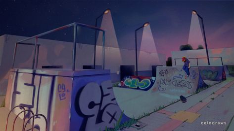 Skate Park Drawing, Skatepark Drawing, Skatepark Illustration, Skate Background, Skatepark Art, Practice Perspective, Gay Style, Skate Ramp, Graffiti Art Letters