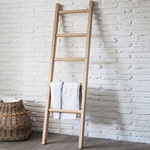 Hambledon Towel Ladder Study Cupboard, Bathroom Towel Ladder, Emma Shipley, Scandi Cottage, Tea Shelf, Vintage Inspired Bathroom, Laundry Utility Room, Brass Shelves, Towel Ladder