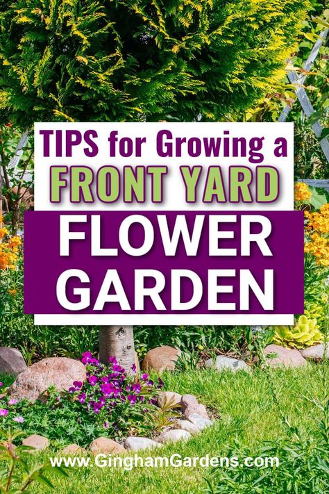 Not only do front yard flower beds add curb appeal to your home, they can also create a habitat for pollinators. Plus, it's a great way to get acquainted with your neighbors. Stop by Gingham Gardens to get all the tips and ideas for adding a flower garden to your front yard landscape. Flower Garden Tips, Front Yard Flower Garden, Front Yard Flower Bed Ideas, Front Yard Flower Bed, Flower Garden Borders, Front Yard Flowers, Front Yard Landscape, Backyard Flowers Garden, Add Curb Appeal