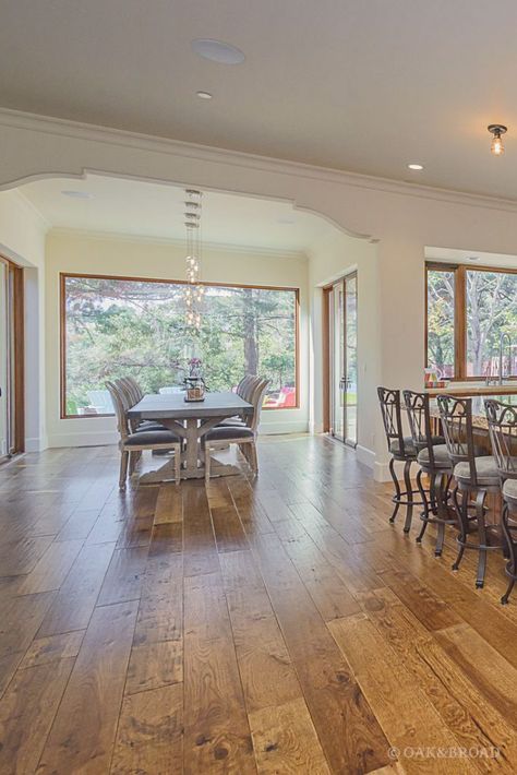 Custom Hand-Scraped Hickory Floor in Cupertino - Oak & Broad Hickory Wood Floors, Rustic Hardwood Floors, Rustic Architecture, Wide Plank Hardwood Floors, Hickory Hardwood Floors, Rustic Wood Floors, Hickory Flooring, Natural Wood Flooring, Rustic Flooring