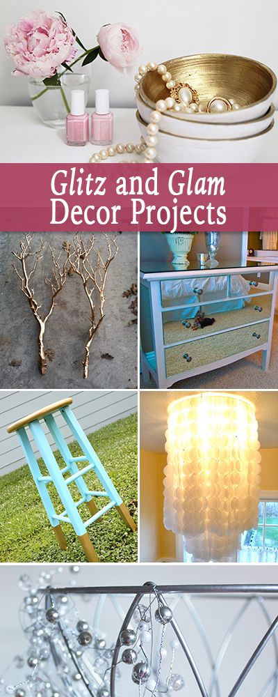 Glitz and Glam Decor Projects • Lot's of great glamorous decor projects with great tutorials and how-to's! Glitz And Glam Decor, Glam Decor On A Budget, Diy Glam Decor, Glam Home Decor, Diy Home Decor For Apartments, Glamorous Decor, Upcycled Home Decor, Glam Decor, Home Decor Projects