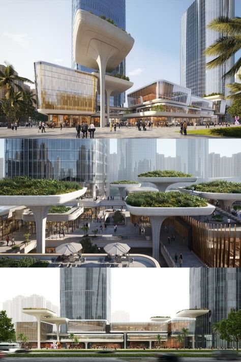 Podium Design, Retail Architecture, New Urbanism, Eco City, Archi Design, Commercial Complex, Commercial Street, Haikou, Architecture Rendering