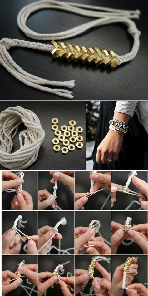 Hex Nut Bracelet, Nut Bracelet, Diy Braids, Making Bracelets, Diy Jewelry Inspiration, Diy Jewlery, Hex Nut, Paracord Bracelets, Bracelet Tutorial