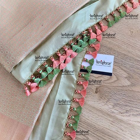 Krishne Saree Kuchu & Tassels: Crochet | Bridal | Tatting | Bengaluru Bridal Saree Pallu Design, Pattu Saree Kongulu Designs, Kucchulu Designs For Saree, Krishne Saree Tassels, Kuchulu Designs For Sarees, Krishne Saree Kuchu Tassels, Tassel Saree Designs, Saree Resa New, Sarees Kuchu Design