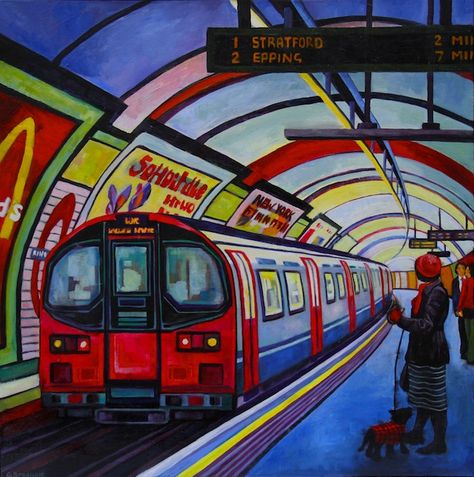 London Drawing, London Painting, Underground Art, Art Alevel, A Level Art Sketchbook, Gcse Art Sketchbook, Everyday Art, Train Art, U Bahn