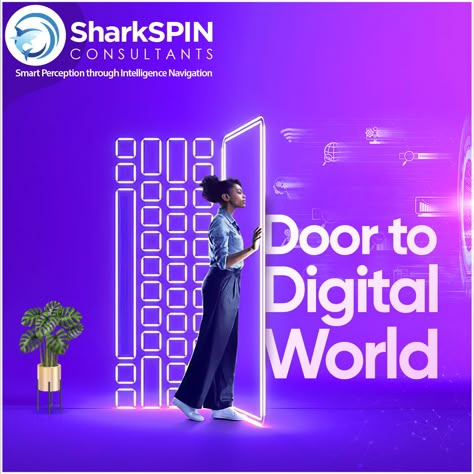 Step into the future of digital perception with SharkSPIN Consultants. We help you open the boundless doors to your digital success to make a splash in the online world. #DigitalMarketing #DigitalIndia #DigitalTransformation #OnlineBusiness #perception #marketingagency Future Poster Design, Digital Transformation Design, Technology Poster Design, Digital Marketing Poster, Services Post, We Are Open Today, Digital Marketing Creative, Digital Advertising Design, Media Branding Design