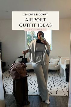 Comfy Travel Outfit Winter Road Trips, Winter Airport Outfit Travel Style Chic, Winter Airport Look, Outfit Ideas For Airport, Cute Comfy Airport Outfits, Airport Aesthetic Outfit, Aesthetic Airport Outfits, Vegas In December, Trendy Airport Outfits